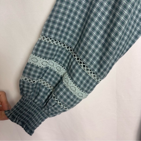 American Eagle Outfitters Gingham Long Sleeve Dress Smocked Cottagecore Medium - Picture 5 of 10